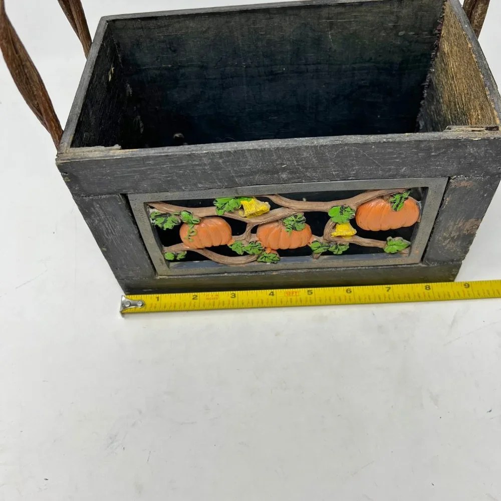 Primitive Fall Harvest Wooden Box Country Fall Pumpkin Decor Thanksgiving